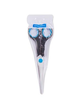 OfficeSpace Ножницы 17,1см, эргономичные ручки, черные с синими вставками, ПВХ чехол с европодвесом OfficeSpace Ножницы 17,1см, эргономичные ручки, черные с синими вставками, ПВХ чехол с европодвесом