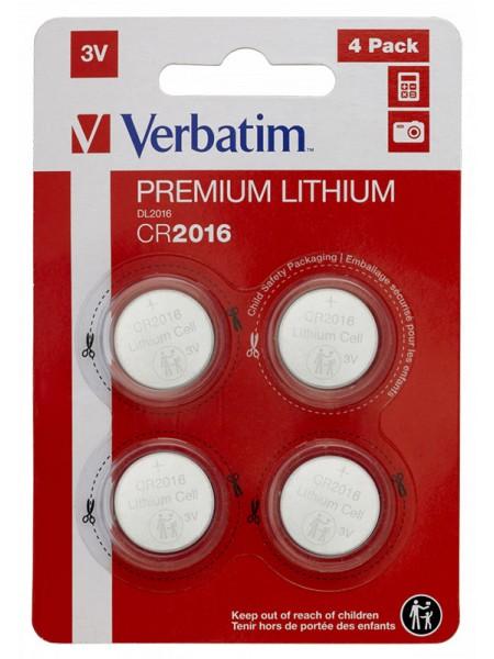 Verbatim Батарейка литиевая CR2016 блистер по 4 шт.