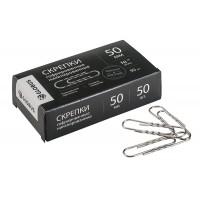 ГЛОБУС Скрепки канцелярские 50мм, 50шт/уп, никелированные, гофрированные, серия "Quality"