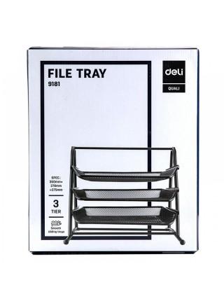 DELI Лоток для бумаг горизонтальный металлический трехсекционный DELI Лоток для бумаг горизонтальный металлический трехсекционный