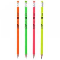 DELI Карандаш чернографитный трехгранный 2B с ластиком NEON