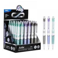 DELI Карандаш механический, 0,7мм, с ластиком, ассорти