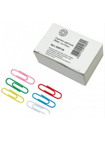 DOLCE COSTO Скрепки канцелярские 28 мм, цветные, 100шт/уп DOLCE COSTO Скрепки канцелярские 28 мм, цветные, 100шт/уп