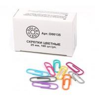 DOLCE COSTO Скрепки канцелярские 25 мм, цветные, 100шт/уп