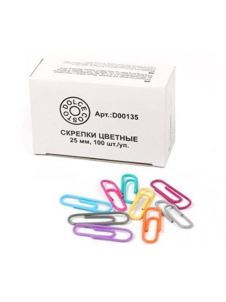 DOLCE COSTO Скрепки канцелярские 25 мм, цветные, 100шт/уп DOLCE COSTO Скрепки канцелярские 25 мм, цветные, 100шт/уп