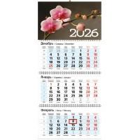 Календарь на 2026 год настенный трехблочный "Орхидея"